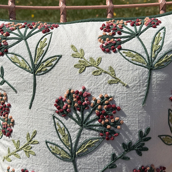 Wildberry - Hand Embroidery Botanical Pillow