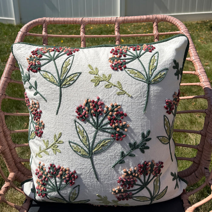 Wildberry - Hand Embroidery Botanical Pillow