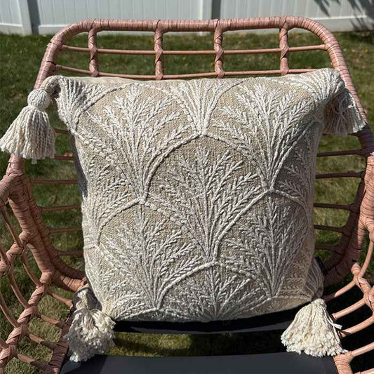 Palm Crest - Hand Embroidery Pillow Cover