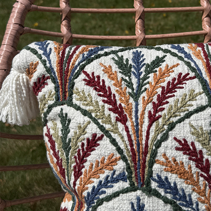 Harvest Grove – Hand Embroidery Tassel Pillow
