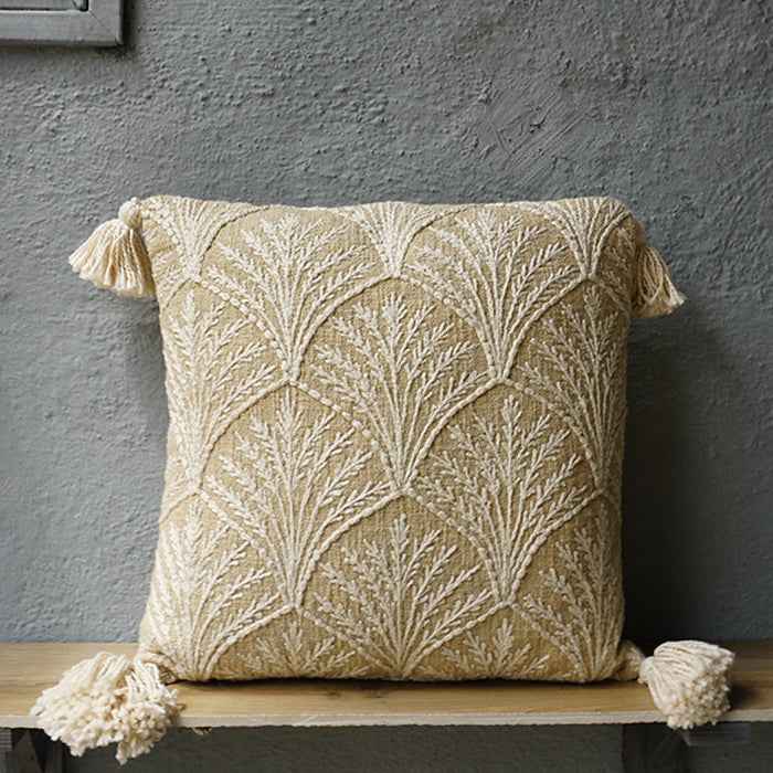Palm Crest - Hand Embroidery Pillow Cover