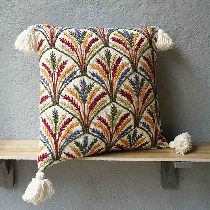 Harvest Grove – Hand Embroidery Tassel Pillow Cover