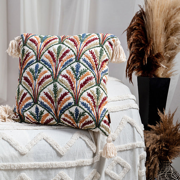 Harvest Grove – Hand Embroidery Tassel Pillow