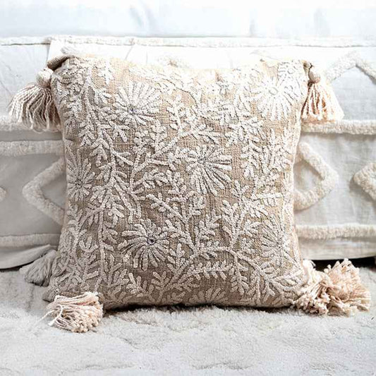 Rustic Bloom - Hand Embroidery Pillow Cover