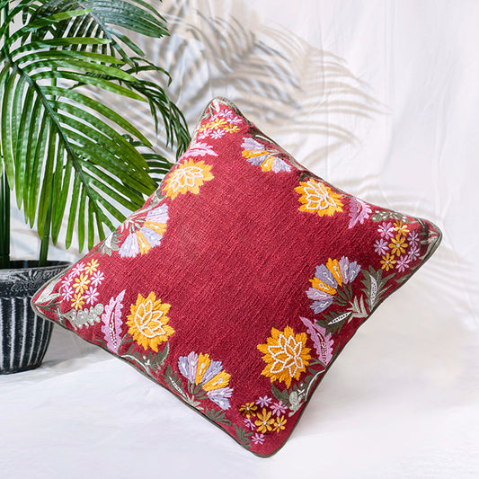 Crimson Petal - Embroidery Pillow