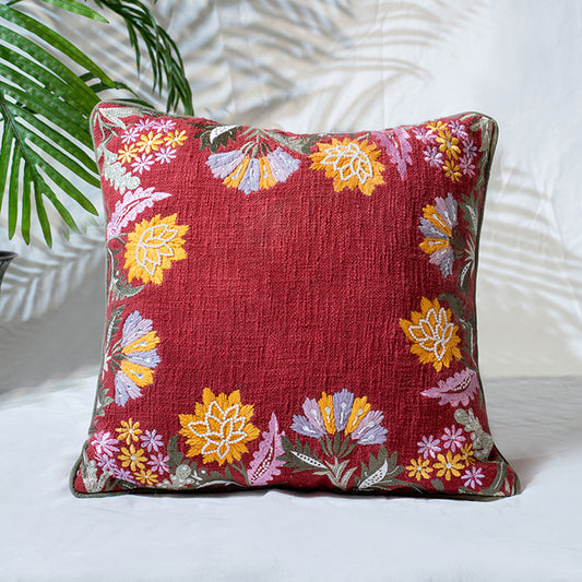 Crimson Petal - Embroidery Pillow