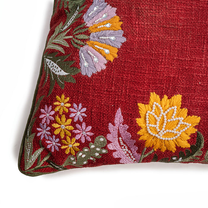 Crimson Petal - Embroidery Pillow