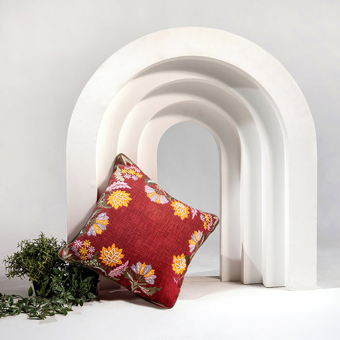 Crimson Petal - Embroidery Pillow