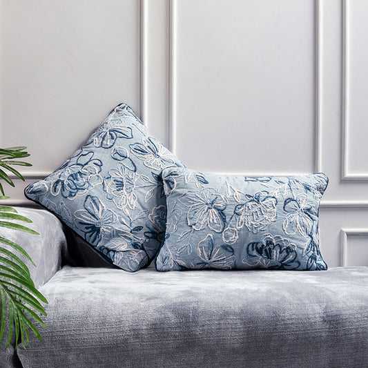 SkyLove – Blue Floral Hand Embroidery Pillow
