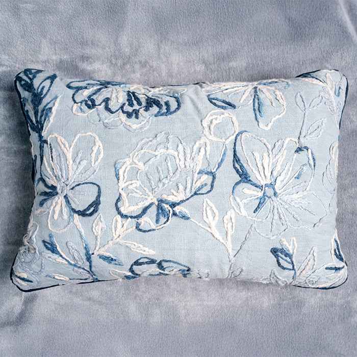 SkyLove – Blue  Floral Hand Embroidery Pillow Cover