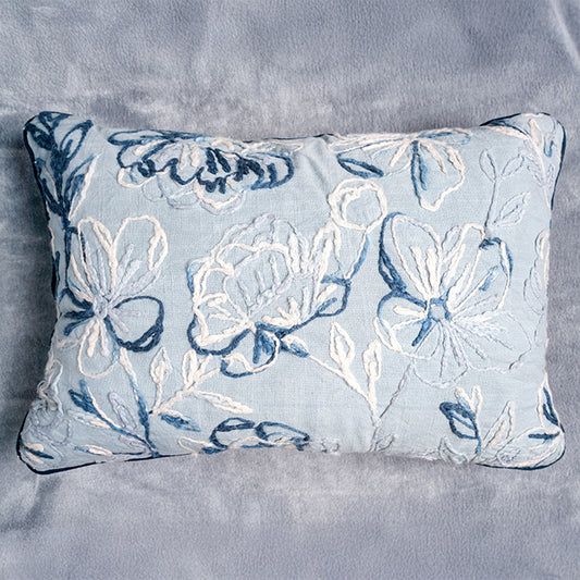 SkyLove – Blue  Floral Hand Embroidery Pillow