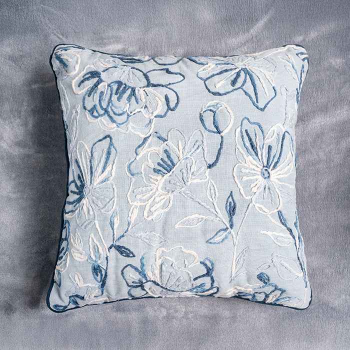 SkyLove – Blue  Floral Hand Embroidery Pillow Cover