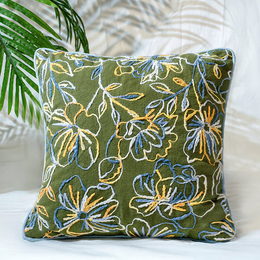 EarthSong - Green Space Dye Embroidery Pillow