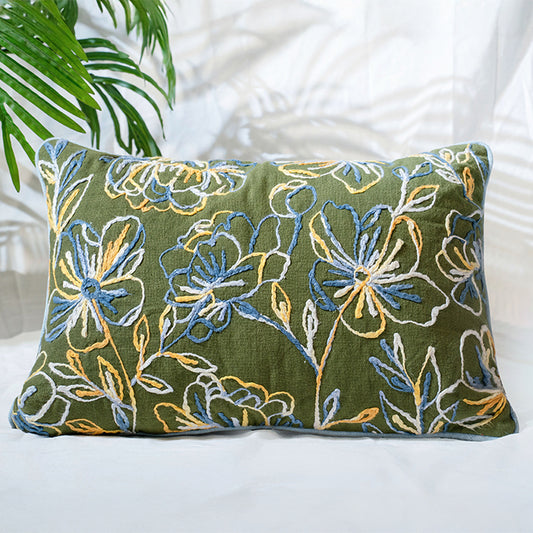 EarthSong - Green Space Dye Embroidery Pillow