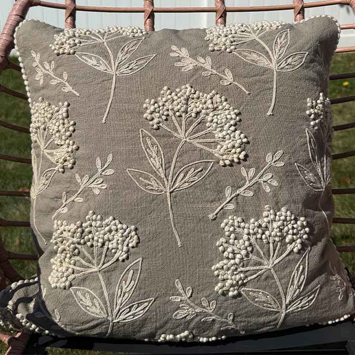 Florence - Grey Hand Embroidery Pillow Cover
