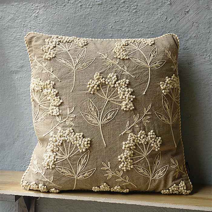 Florence - Grey Hand Embroidery Pillow Cover