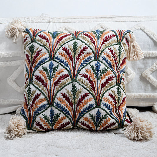 Harvest Grove – Hand Embroidery Tassel Pillow